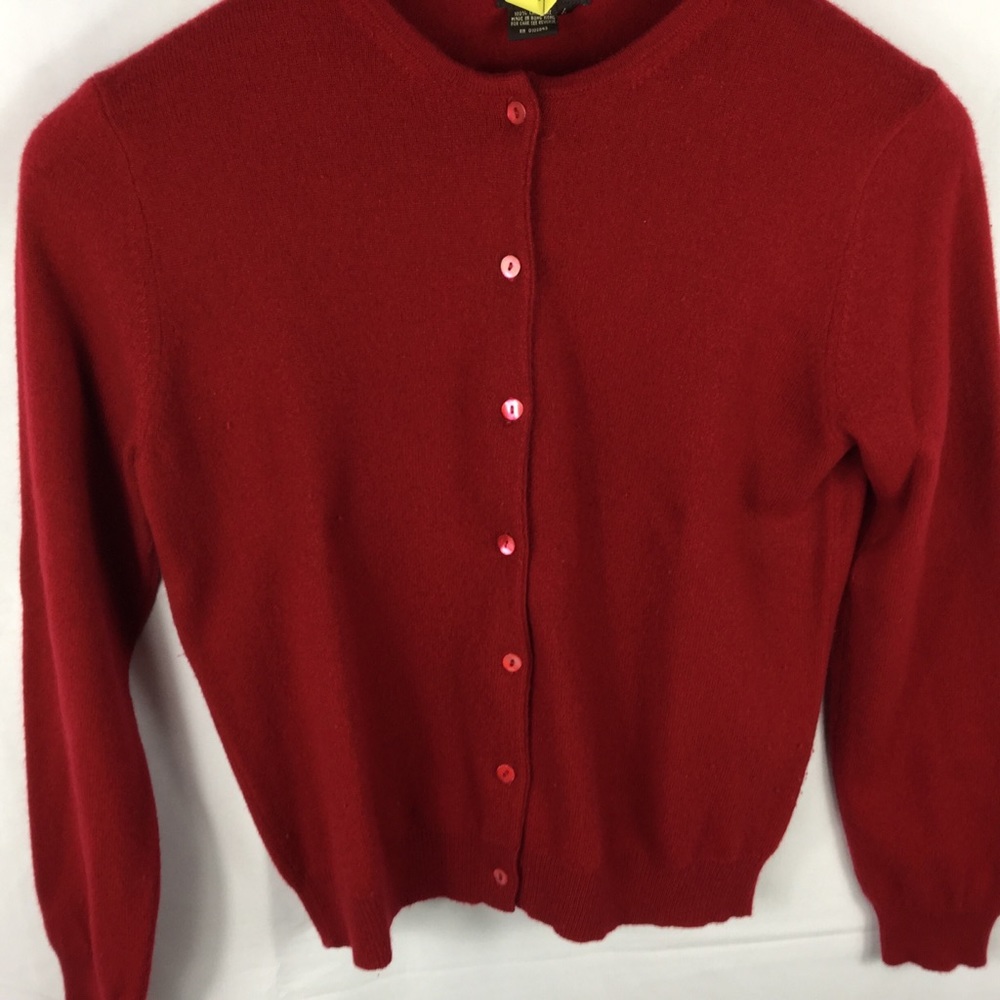 Henri Bendel Vintage Cashmere Red Large Cardigan